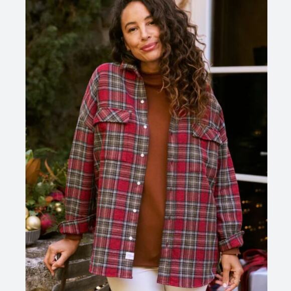 Frank & Eileen Jackets & Blazers - Frank & Eileen McLoghlin Utility Jacket Red Black Textured Flannel Size XS Small